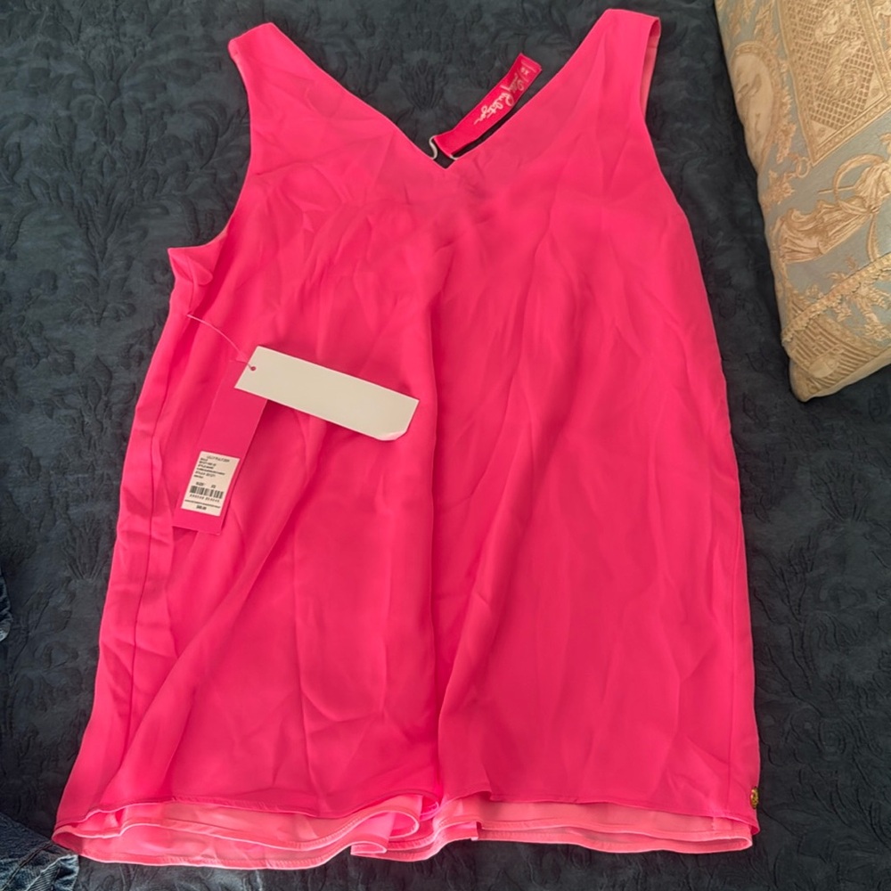 NWT Lilly Pulitzer XS Reversible Florin Sleeveless Vneck tank Pink Isle